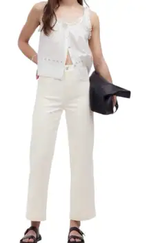 NWT Madewell Emmett Wide Leg Cropped Welt Pocket White Jeans Size 33