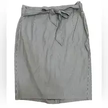 Classic coastal blue striped belted pencil skirt