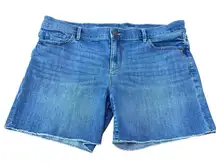 LOFT Outlet Women‎ 10 Denim Roll Short Blue Frayed Hem Casual Summer