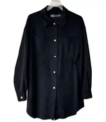 ZARA M Faux Suede black snap button shirt jacket size M