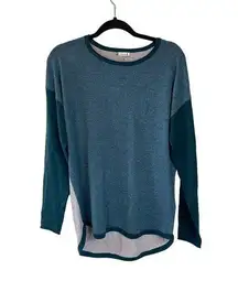 Smartwool Womens Shadow Pine Colorblock Sweater in Mist Blue/Twilight Marl - M