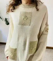 VINTAGE FASHION BUG Granny Embroidered Patchwork Sweater