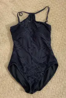 Lauren Ralph Lauren Black One piece Swimsuit W Sheer Décolleté ￼‎