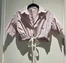 LF Pink and Blue Striped Crop Top