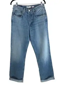 Re/Done 90s Relaxed Long Rigid Jeans Denim Button Fly High Waist Blue 27 NWT