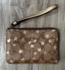 NWT - Coach Khaki Wristlet with Star Pattern