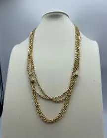 Vintage 52” long double chain necklace. Boho festival layering.