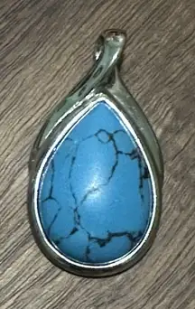 Lia Sophia Large Teal Crackle Pendant For Necklace Western Style