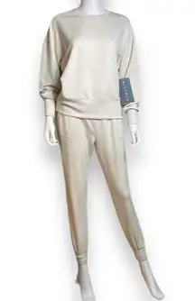 Danskin Rib Crew Neck Jogger Set Birch Color Women’s Oversized XS NWT!