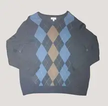 Sweater Long Sleeve 2X Large Croft & Barrow Men Argyle Cotton Nylon Modal Blend