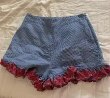 Gingham High Rise Ruffle Hem Short