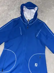 womens footjoy full zip jacket blue‎ hood golf outdoor medium
