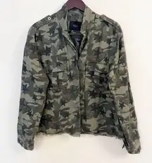 Rails Hendrick Star Camo Jacket Shacket Green Army Frayed Hem Women’s Small