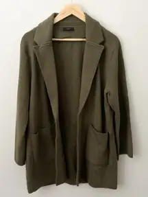 J. CREW | Sophie Merino Wool Open Sweater Long Green Cardigan Shacket | Large