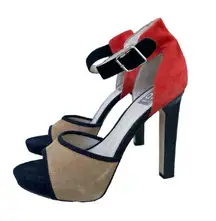 Dolce Vita Open Toe Suede Red Nude Heels