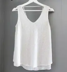 Boho Crochet Loose Airy Flowy Knit Sleeveless Tank Top Sweater White Small