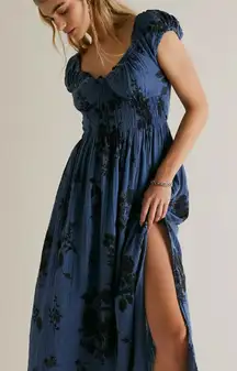 Free People Forget Me Not Midi Dress Blue