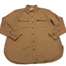 Abercrombie Fitch Shacket Womens Medium Brown Button Up Oversized Shirt Jacket