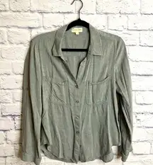 Cloth & Stone Top grey Button Up Shirt Blouse Anthropologie sz m