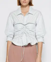 Jonathan‎ Simkhai Sonya Striped Ruched Cotton Blouse Feminine coquette 6