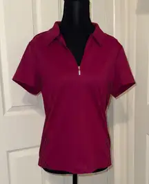 Nike Women's Maroon Zip-Up Polo Shirt