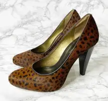 BANANA REPUBLIC‎ Calf Hair Leopard Almond Toe Heels Size 6 Mob Wife