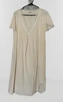 Vintage Christian Dior Nightgown Women M L Pale Pink Long Lace Coquette