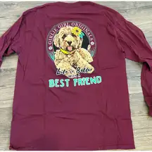 Simply Southern Women's Large Red Floral Long Sleeve T-Shirt Best Friend Woman‎