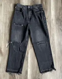 We the‎ Free Maggie Straight Jeans Free People Sz 29 Black Distressed Ankle
