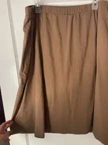 Main Street Exchange Brown Elastic Waist Midi Skirt Plus Size 3X