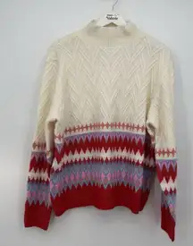 St.John’s Bay Multicolor Mock Neck Holiday Sweater Acrylic XXL Zig Zag