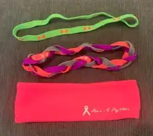 Set 3 Under Armour pink/green‎ head bands