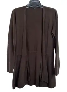 Napa Valley Chocolate Brown Long Line Open Front Cardigan Size Medium Classic