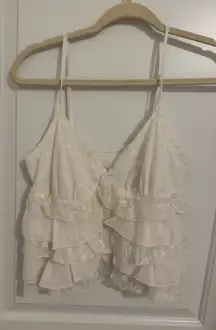 White ruffle tank top 
