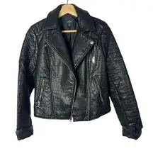 American Eagle AEO Black Faux Vegan Leather Moto Jacket S