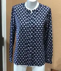 Skies are blue elephant button down blouse