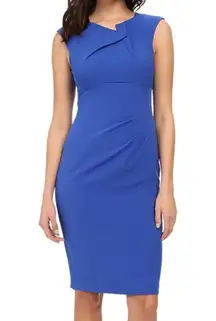 NWT Adrianna Papell double fold origami neckline sheath blue dress
