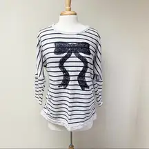 Ilwee Stripped Bow Print Sweatshirt M