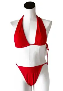 NWOT KENDALL & KYLIE Red Two Piece Swimsuit Halter Neckline Medium