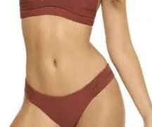 Pily Q Women's Bikini Bottom Stitched Waist Tab Size Small Henna