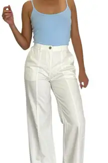L.L. Bean Women's Mid-Rise Wide-Leg Ankle White Utility Pants Casual Modern
