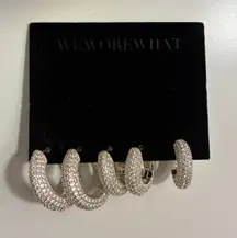 WeWoreWhat Pave Silver Hoops and Ear Cuff Earring Set