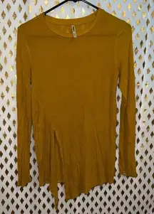 thin long mustard shirt tresics size S
