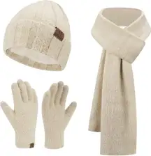 Womens Winter Warm Knit Sets with Sequins Thick Fleece Lined