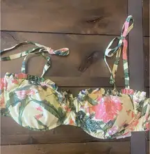 Aguabendita Yellow Floral Swimsuit Ruffle Bikini Top Target Collab Size‎ 18