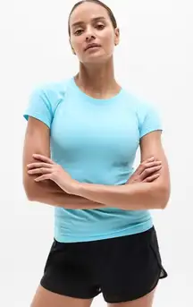 Athleta XL Momentum Seamless Tee Aqua Blue X-Large Regular