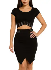 Revolve Love J Two Piece Dress Matching Set Sexy Crop Top & Mini Skirt Small
