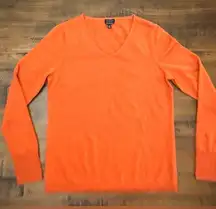 Talbots Sweater Womens Small Fall Orange 100% Merino Wool v-Neck So Soft