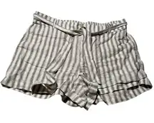 Lou & Grey Linen Shorts White Tan Blue Stripes XL