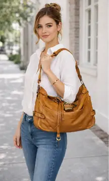 CHLOE PADDINGTON British Tan Leather Hobo Shoulder Bag with Lock Key
